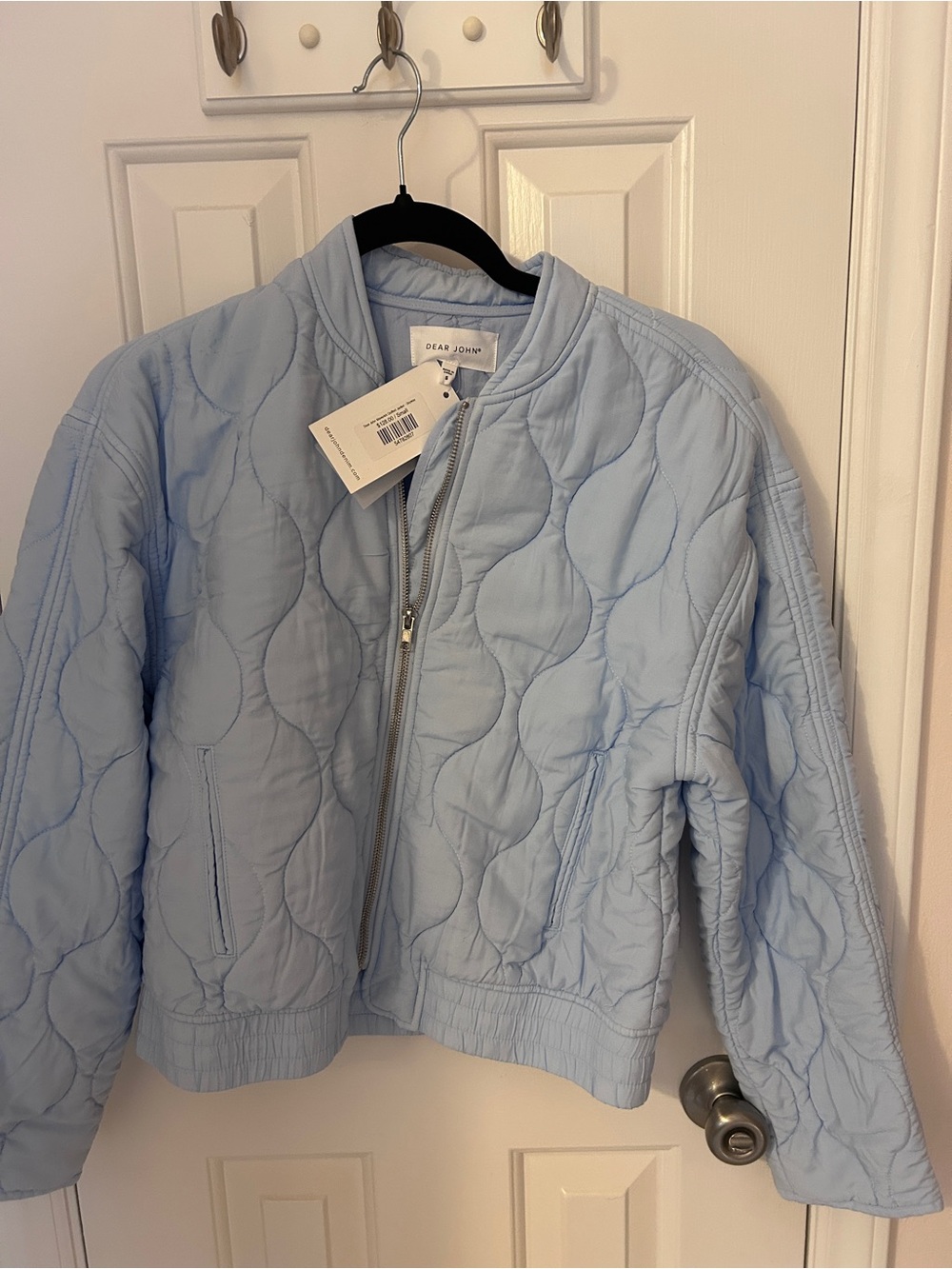 Dear John Light Blue Quilted Bomber Jacket